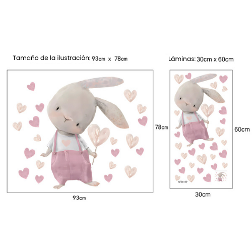 Stickers conejita - corazones