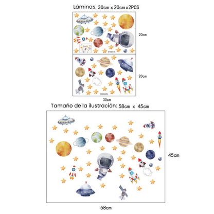 Stickers astronauta - planetas
