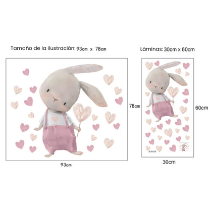 Stickers conejita - corazones