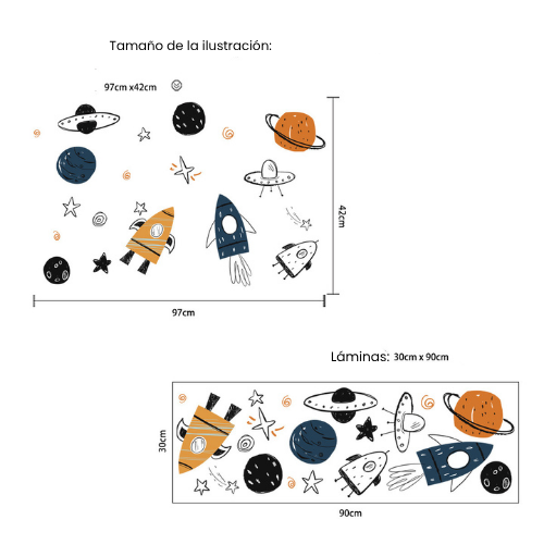 Stickers cohetes - planetas