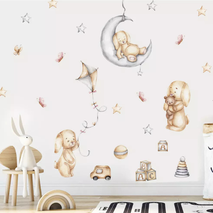 Stickers conejitos - luna