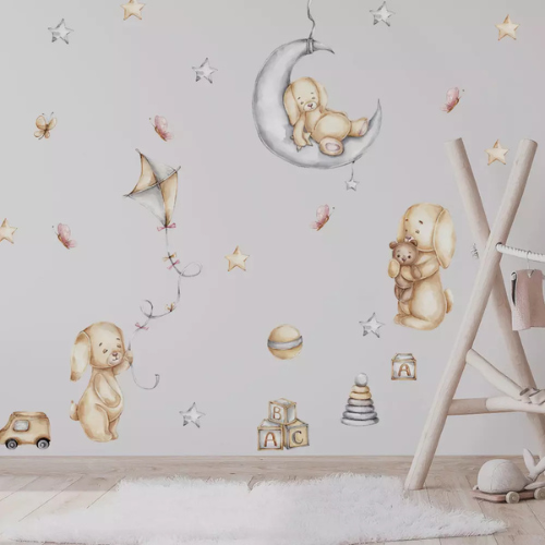 Stickers conejitos - luna