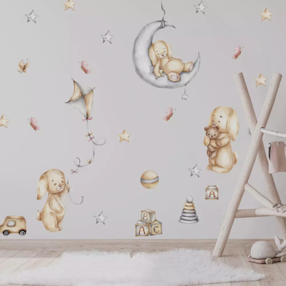 Stickers conejitos - luna